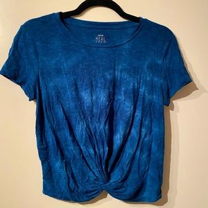 Knotted tie-dye blue cropped T-shirt